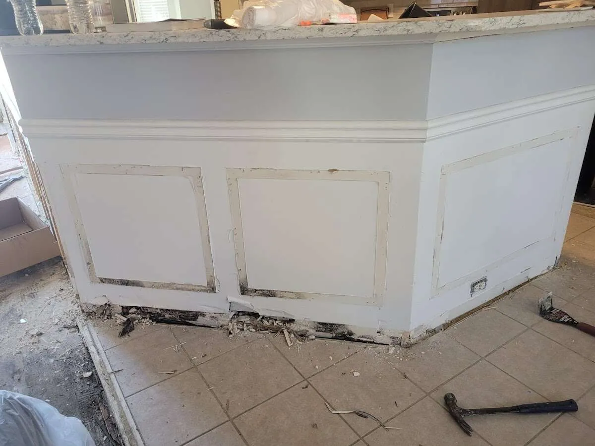 Water damage and mold on kitchen during Storm Damage Restoration in Wooster